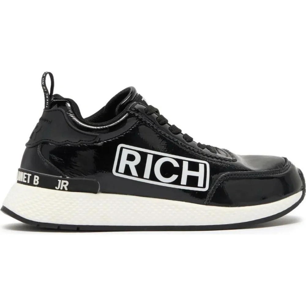 $495 - JOHN RICHMOND Black Graphic Logo Sneaker Women's 7 (EU 37) Patent